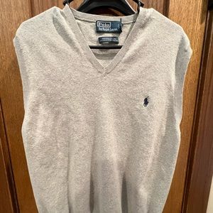 Grey v-neck Polo sweater vest
